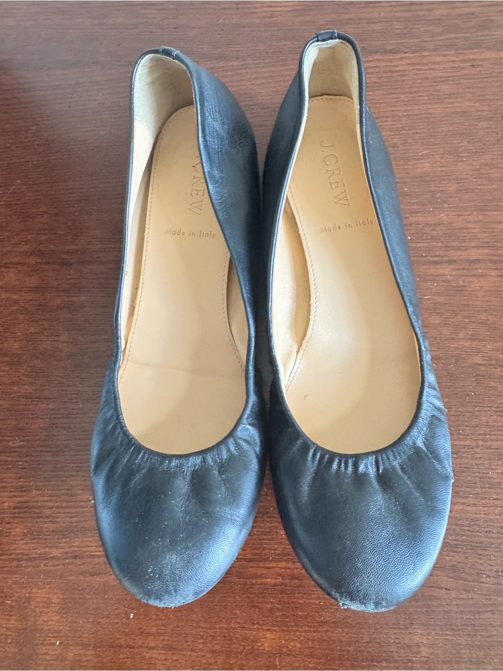 JCrew Black Italian Leather Ballet Flats, size 7